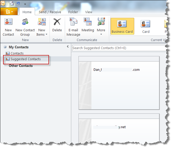 Outlook Suggested Contacts