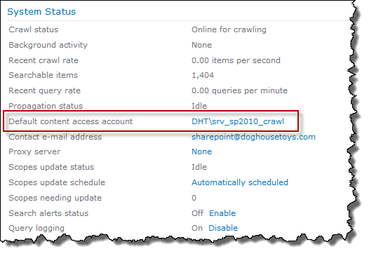 Default content access account