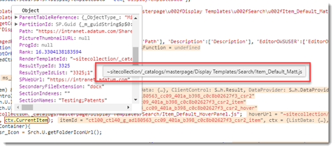Code inspector showing relative URL